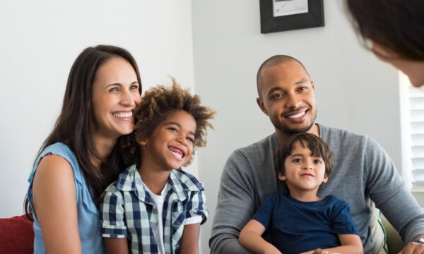 Family talking with counselor